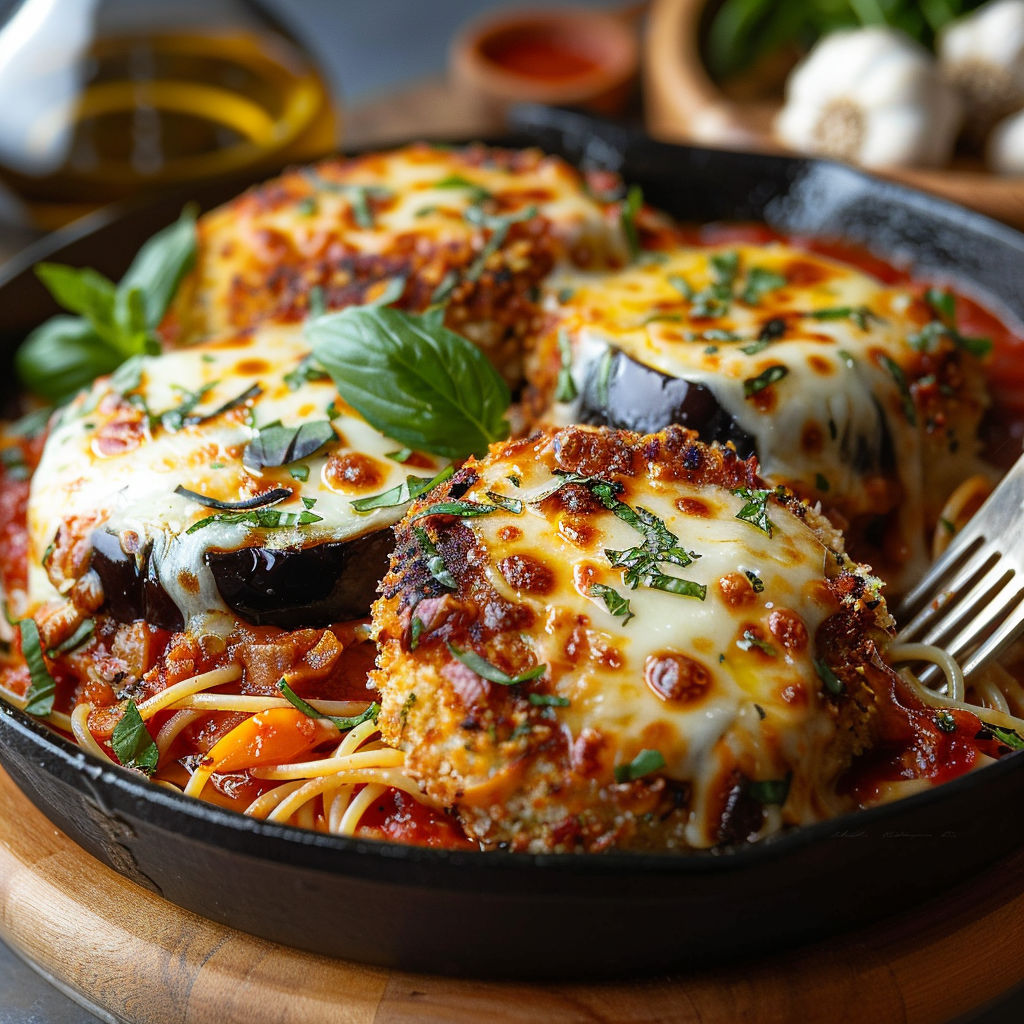 A plate of galettes de porc alla parmigiana.