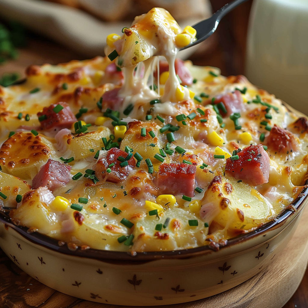 A bowl of food with a spoon in it.