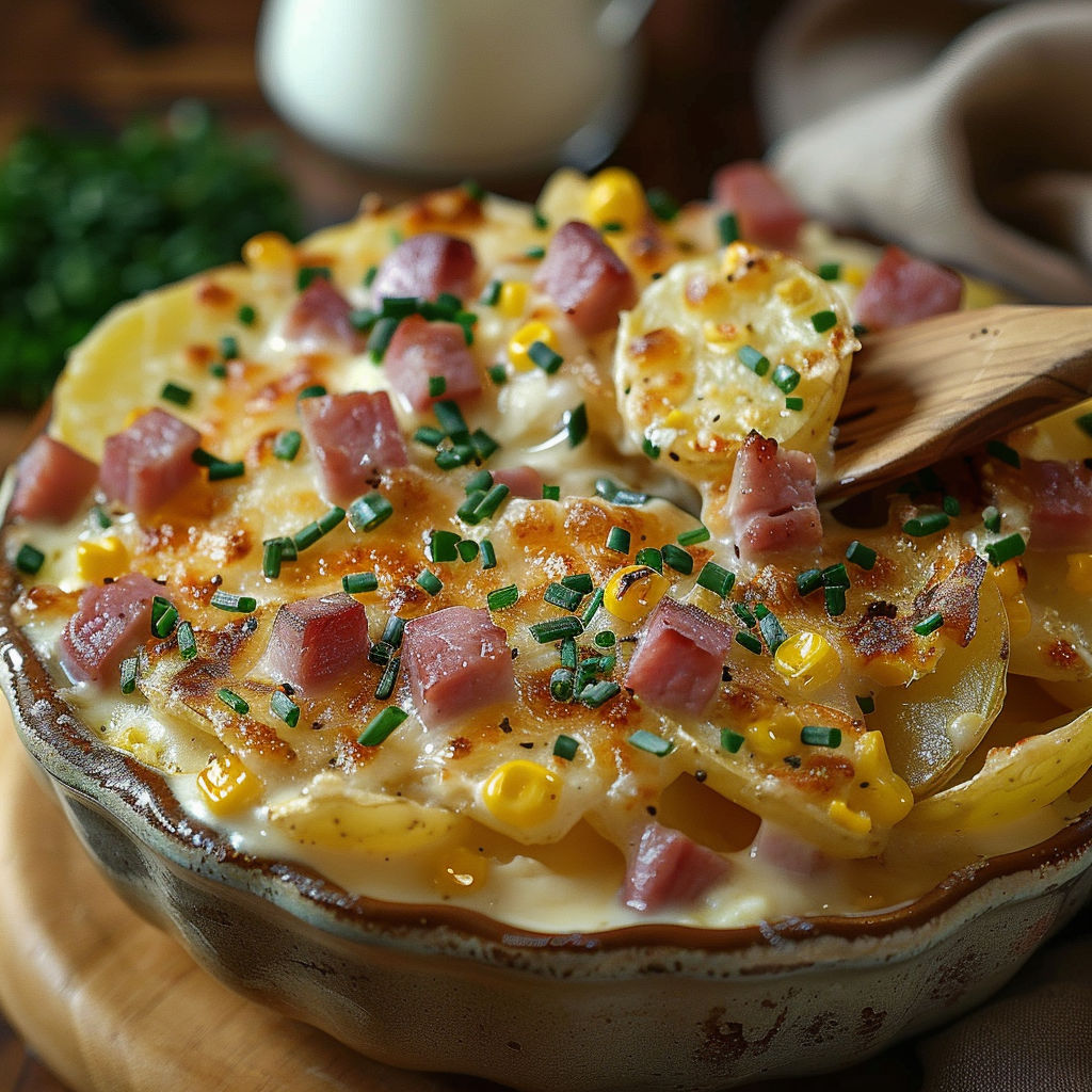 A bowl of food with a wooden spoon in it.
