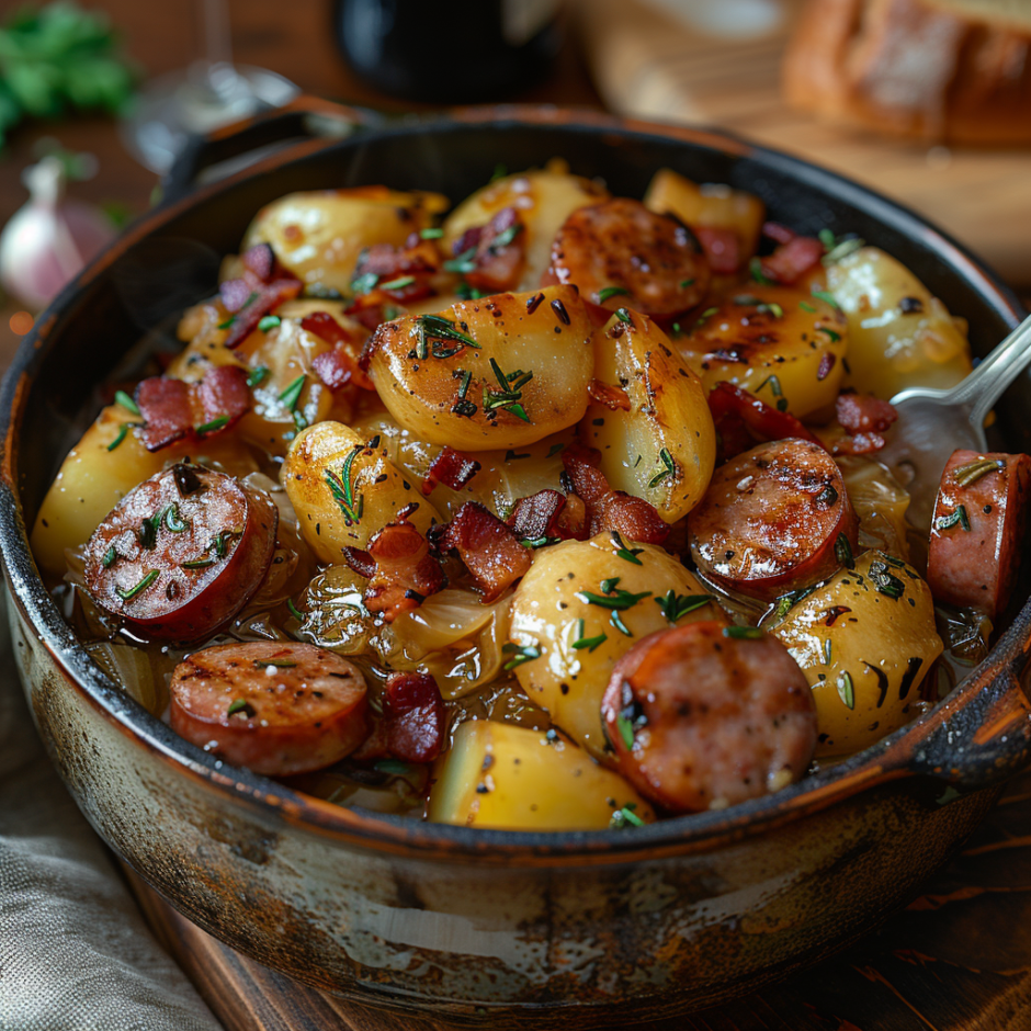 Chou Braise aux Saucisses.