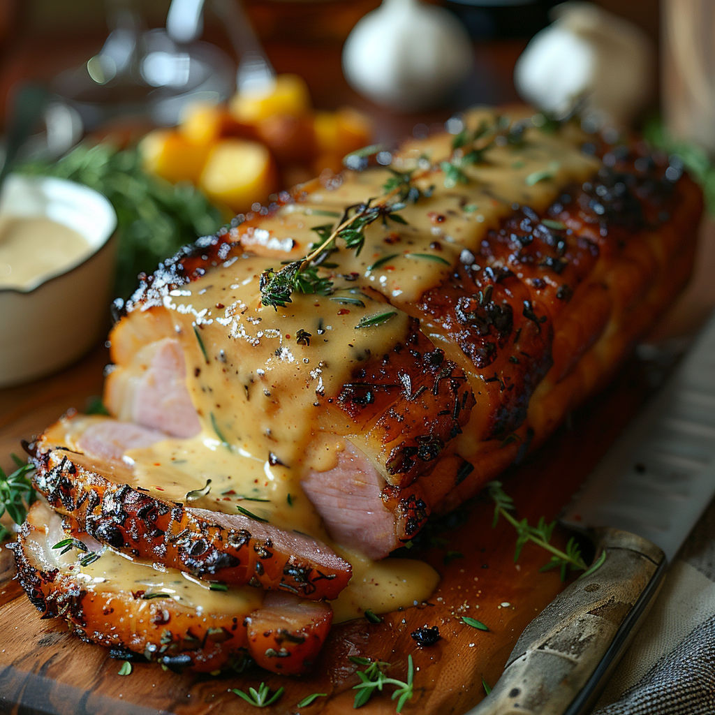Un plat de viande grillée avec des herbes et des légumes.