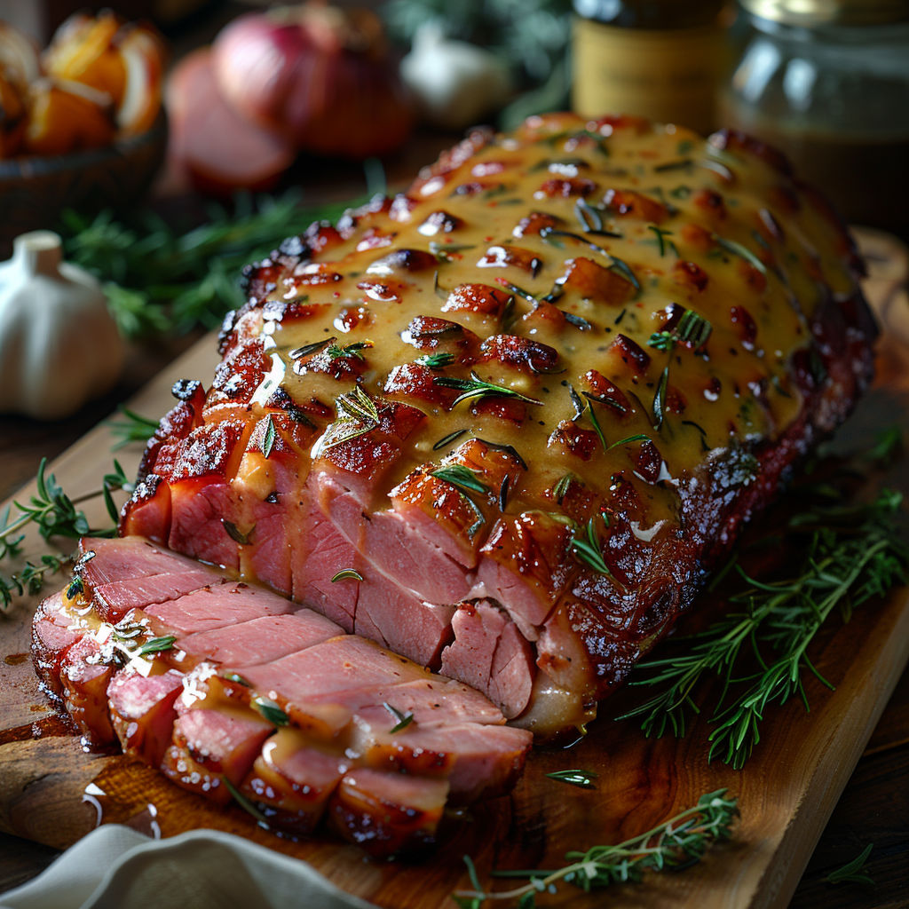 Un plat de viande grillée avec des herbes et des légumes.