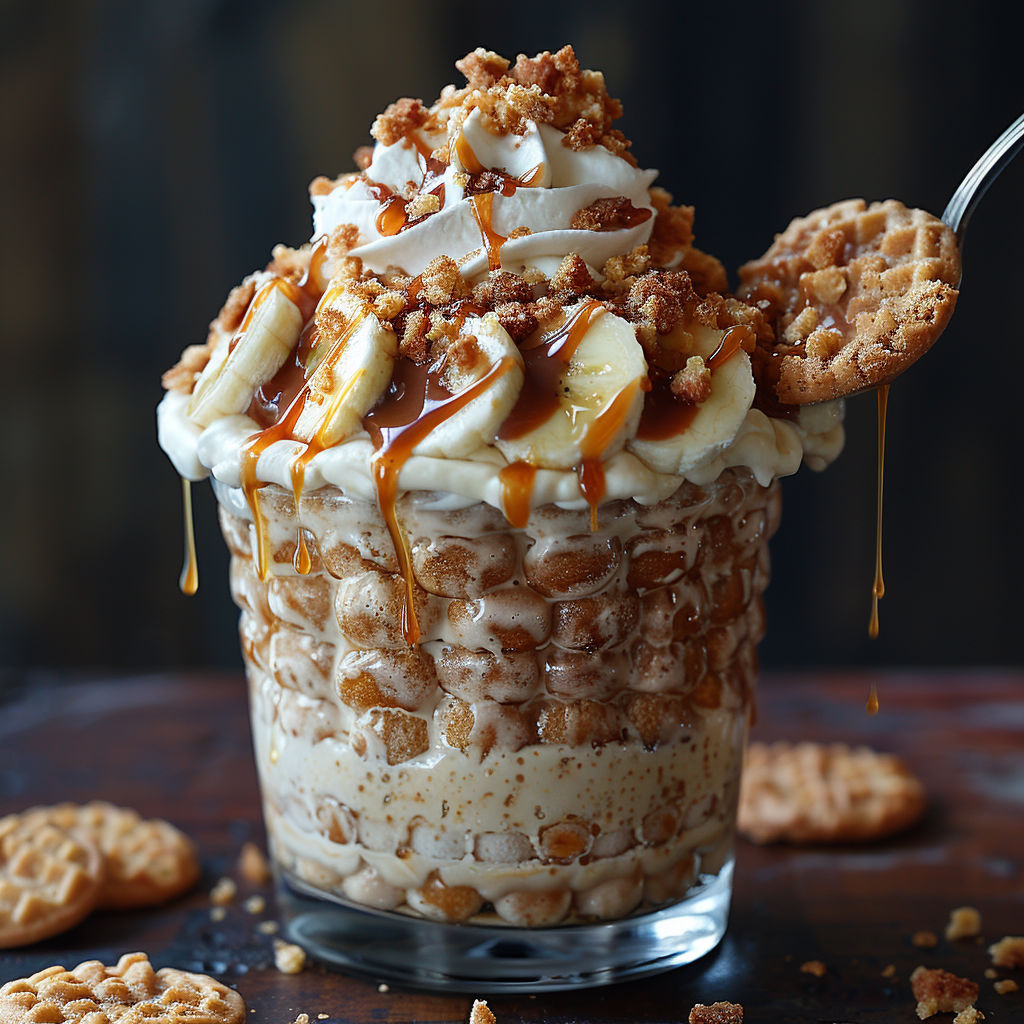 A glass of ice cream with bananas and nuts.