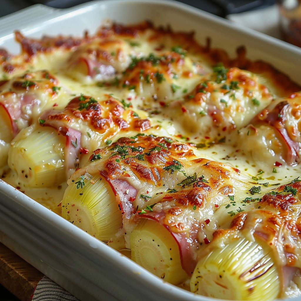 A white dish with a cheese and vegetable casserole.