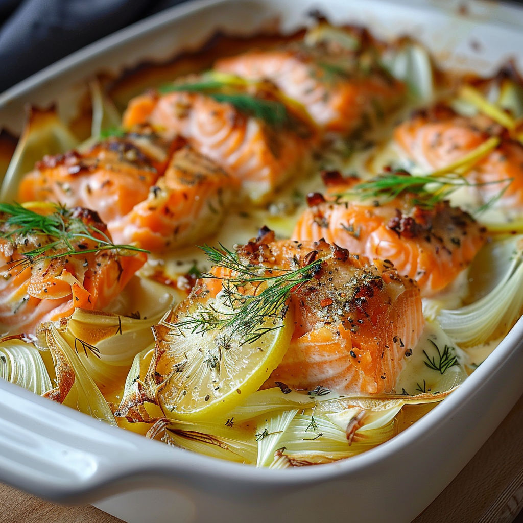 A dish of fish and vegetables.