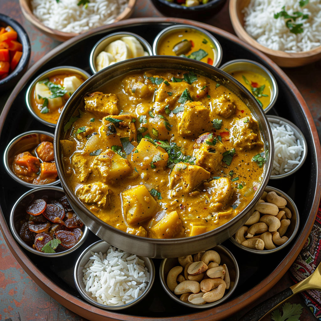 A plate of food with a bowl of rice and a bowl of meat.