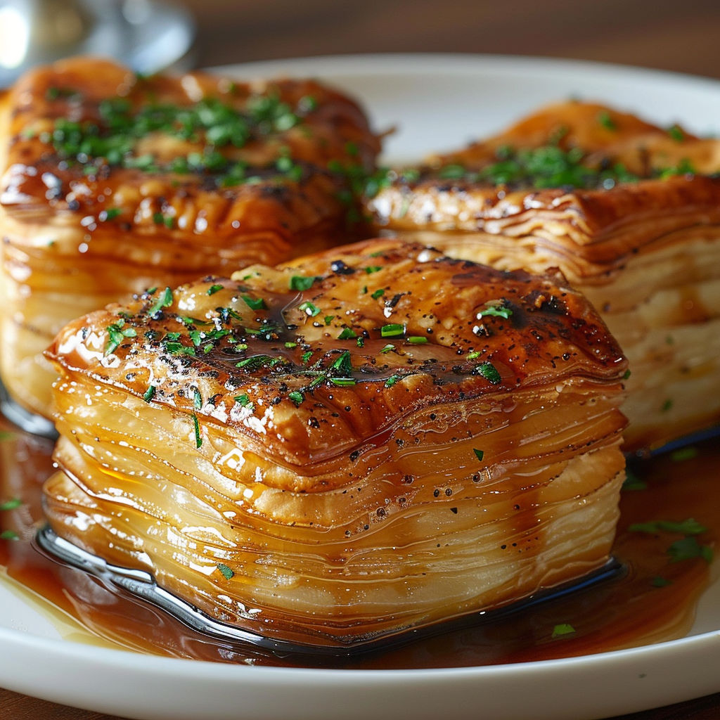 A plate of food with a sauce on it.