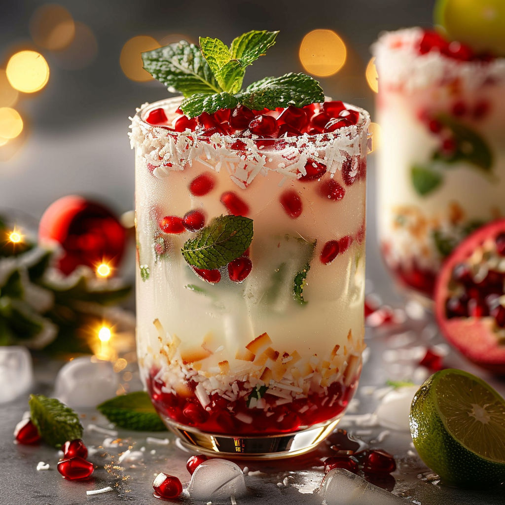A glass of Mojito du Noël blanc coco.