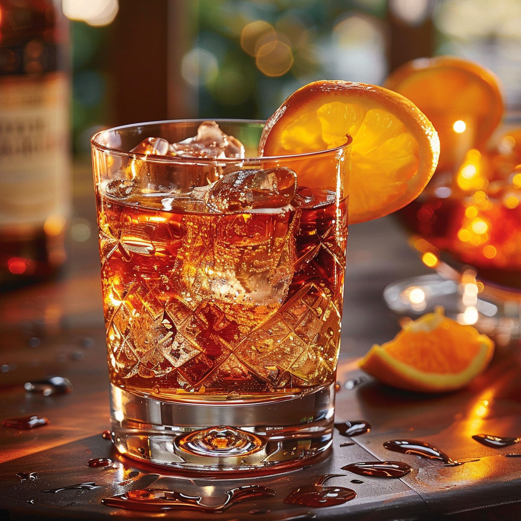 A glass of Negroni Sbagliato with a slice of orange.