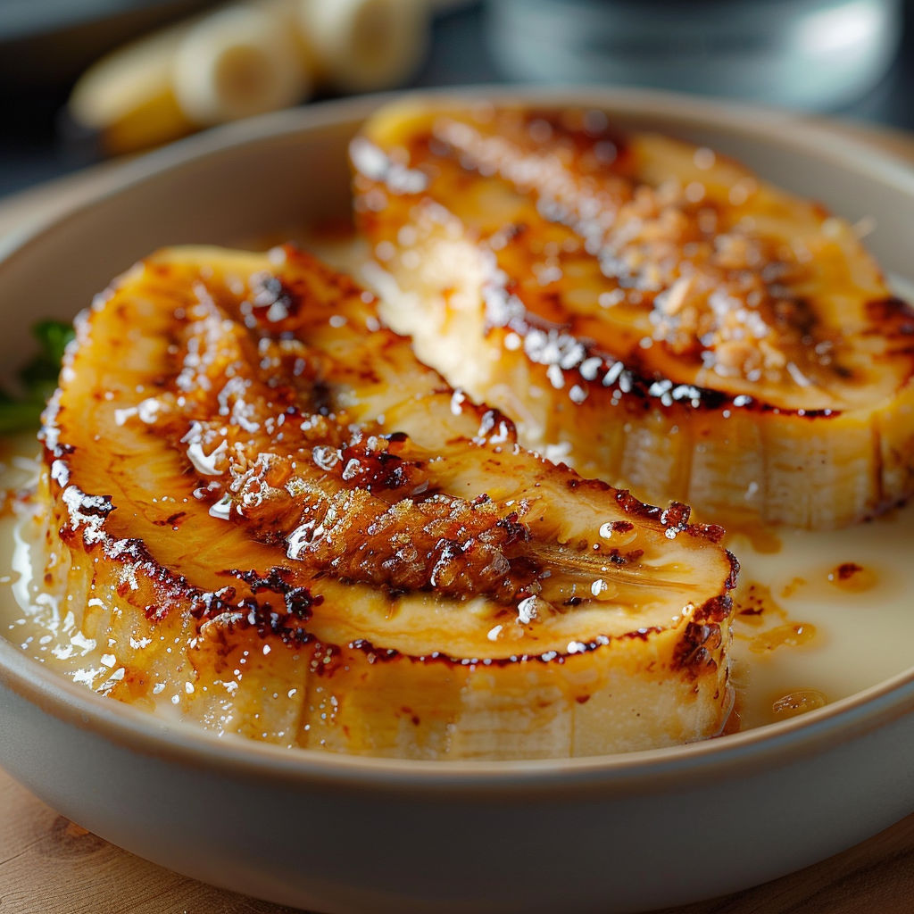 A bowl of food with a banana on top.