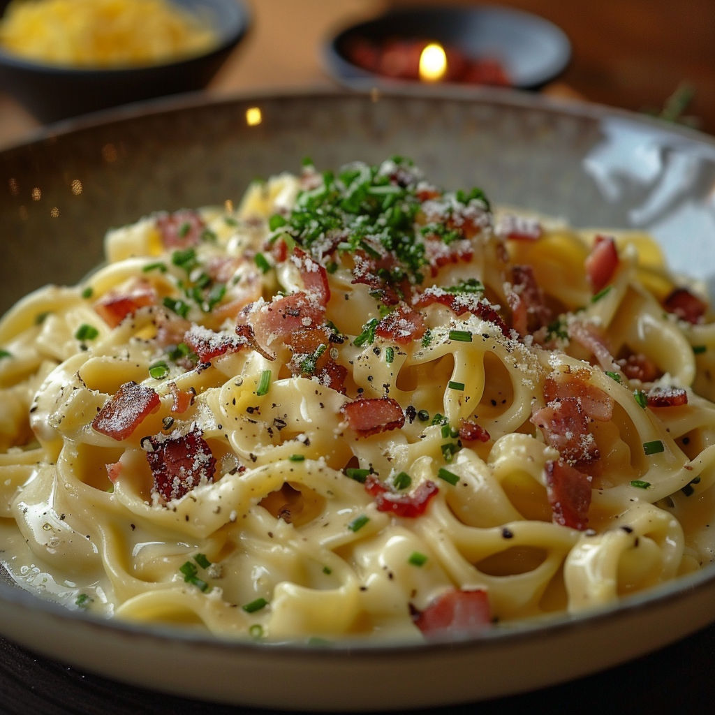 A bowl of pasta with meat and cheese on top.