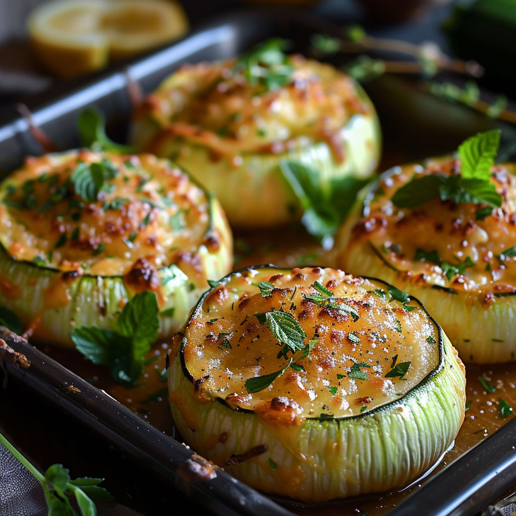 A pan of food with a lemon wedge on top.
