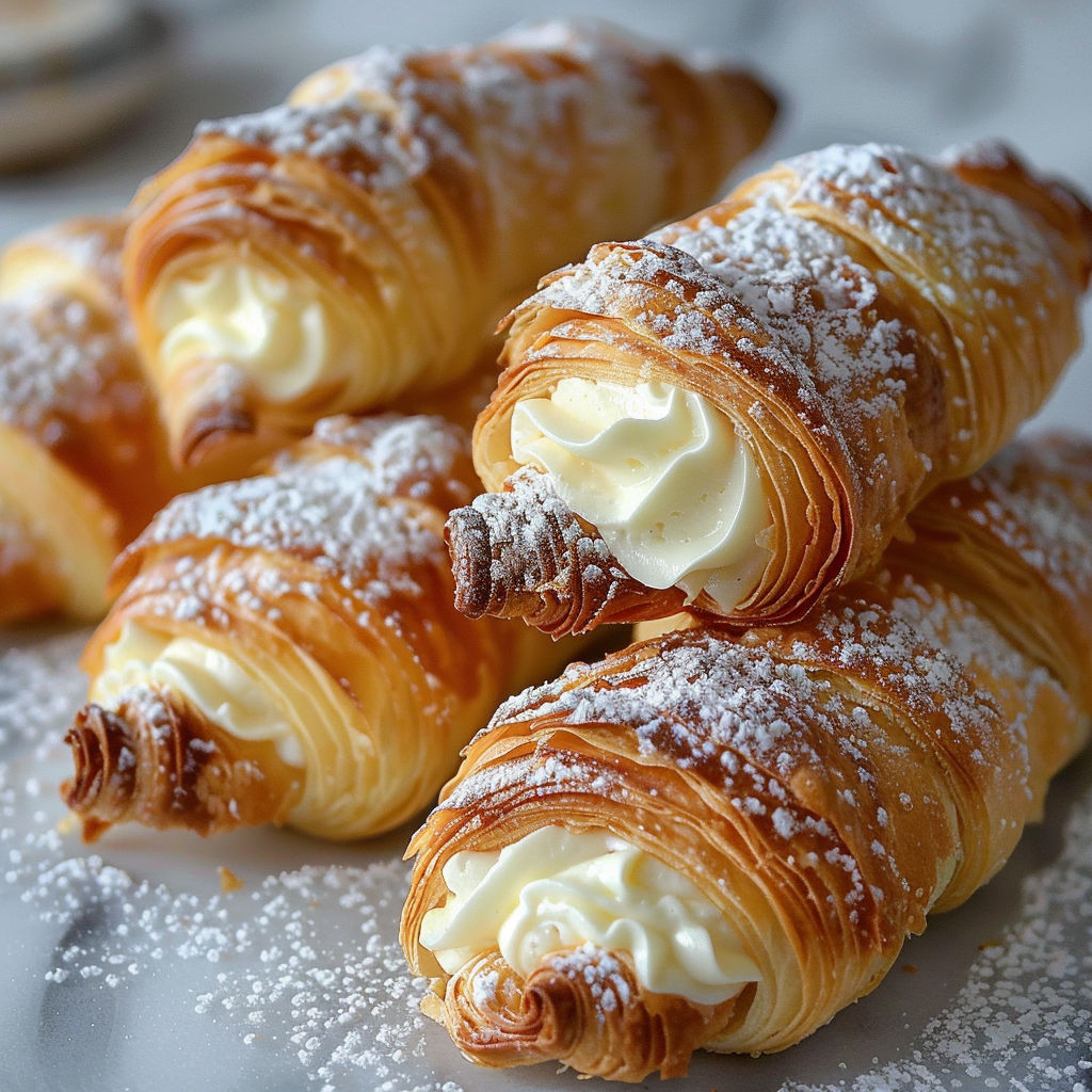 A plate of pastries with powdered sugar on top.