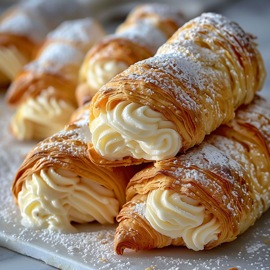 A plate of pastries with powdered sugar on top.