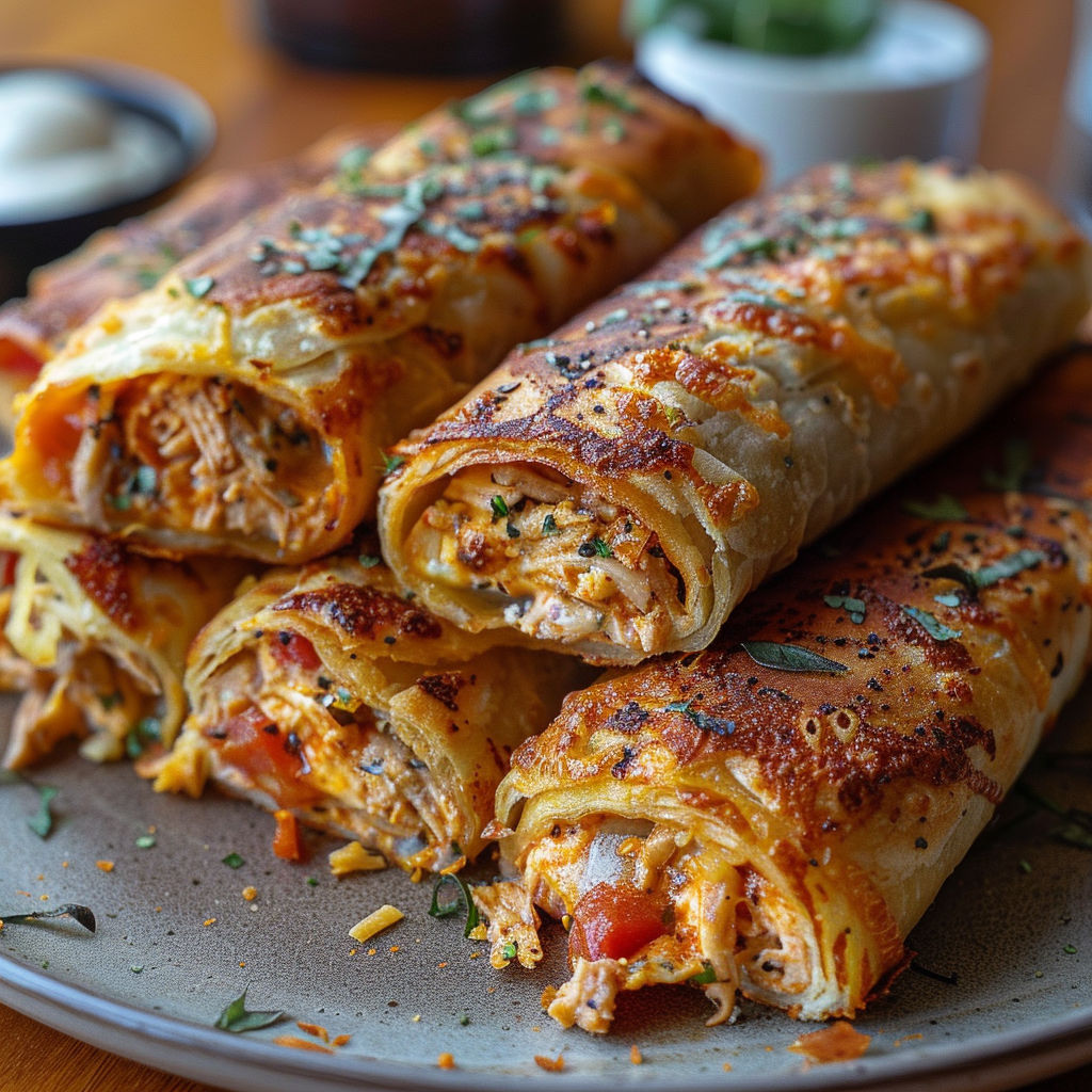 A plate of food with a burrito and a bowl of sour cream.