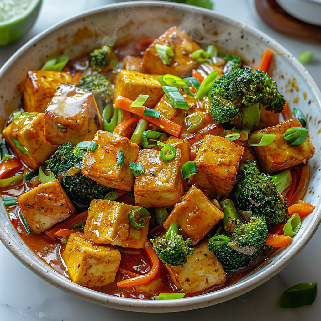 A bowl of food with broccoli and carrots.