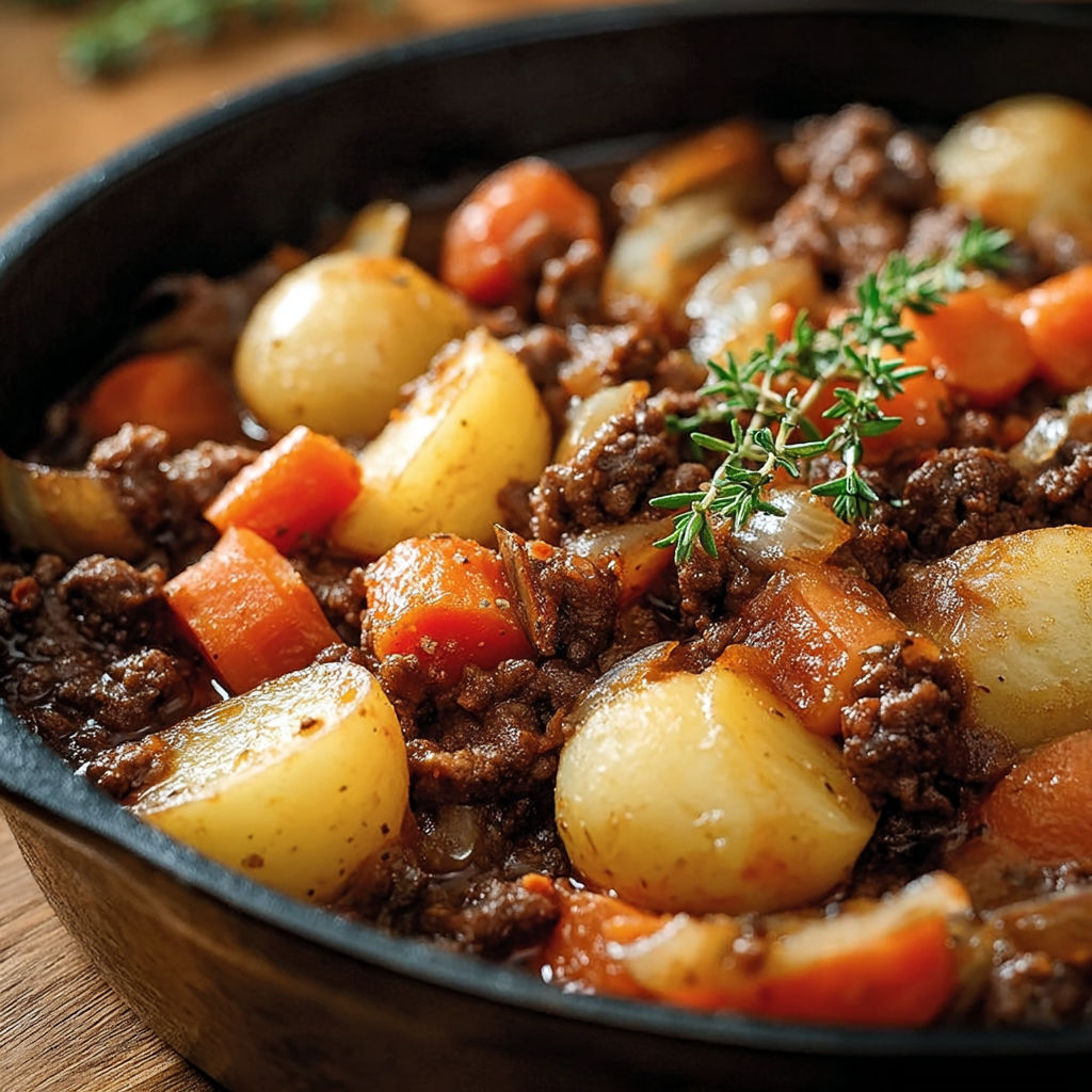 A bowl of Ragoût du Pauvre à la Mijoteuse.