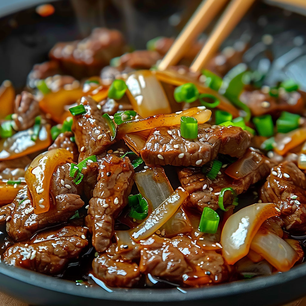 A bowl of beef and vegetables.