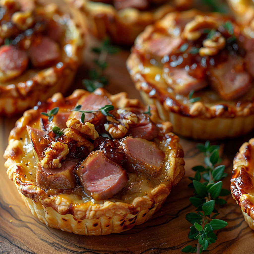 A close up of a pastry with meat and vegetables.