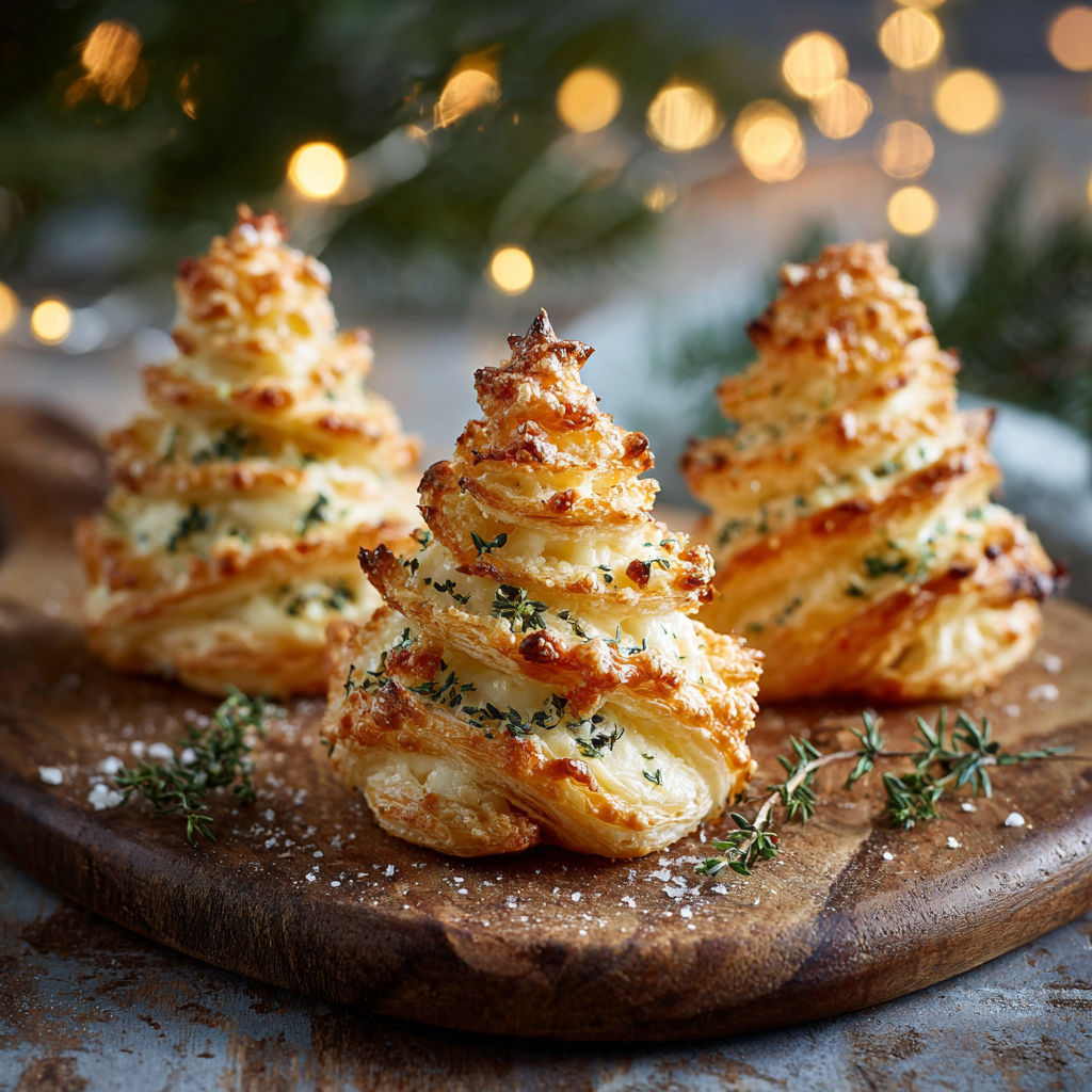 Three small pastries shaped like Christmas trees.