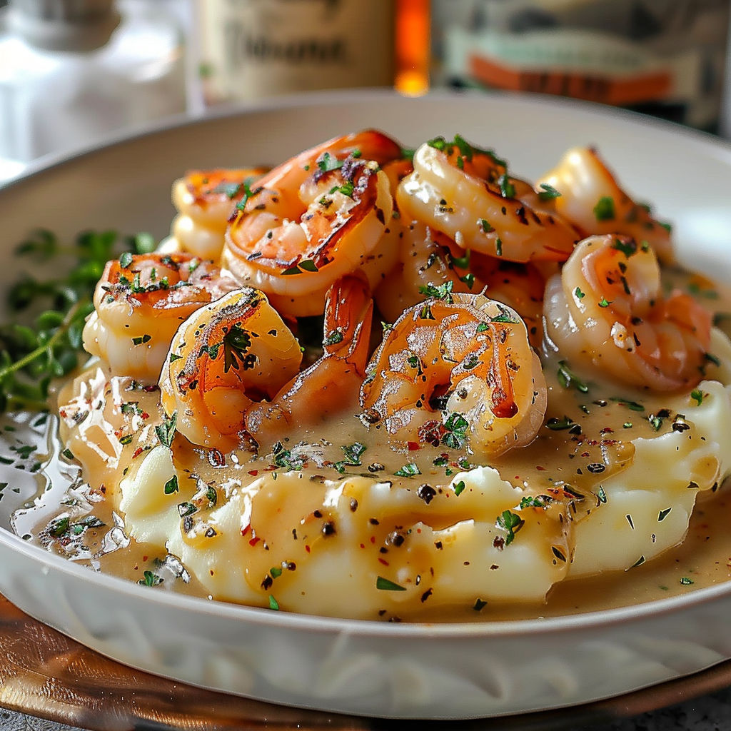 A plate of shrimp and grits.
