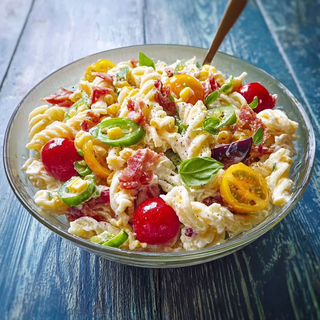 A bowl of pasta with tomatoes and peppers.