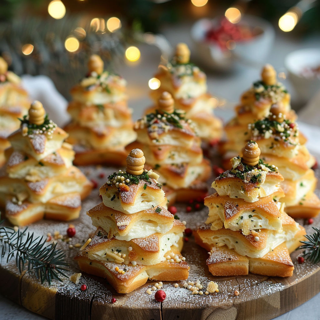A plate of pastries shaped like Christmas trees.