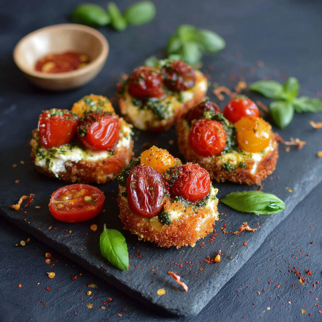 A plate of food with tomatoes and cheese.