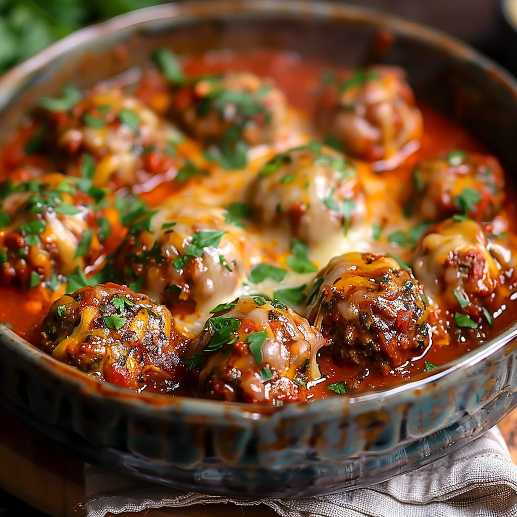 A bowl of meatballs in a red sauce.