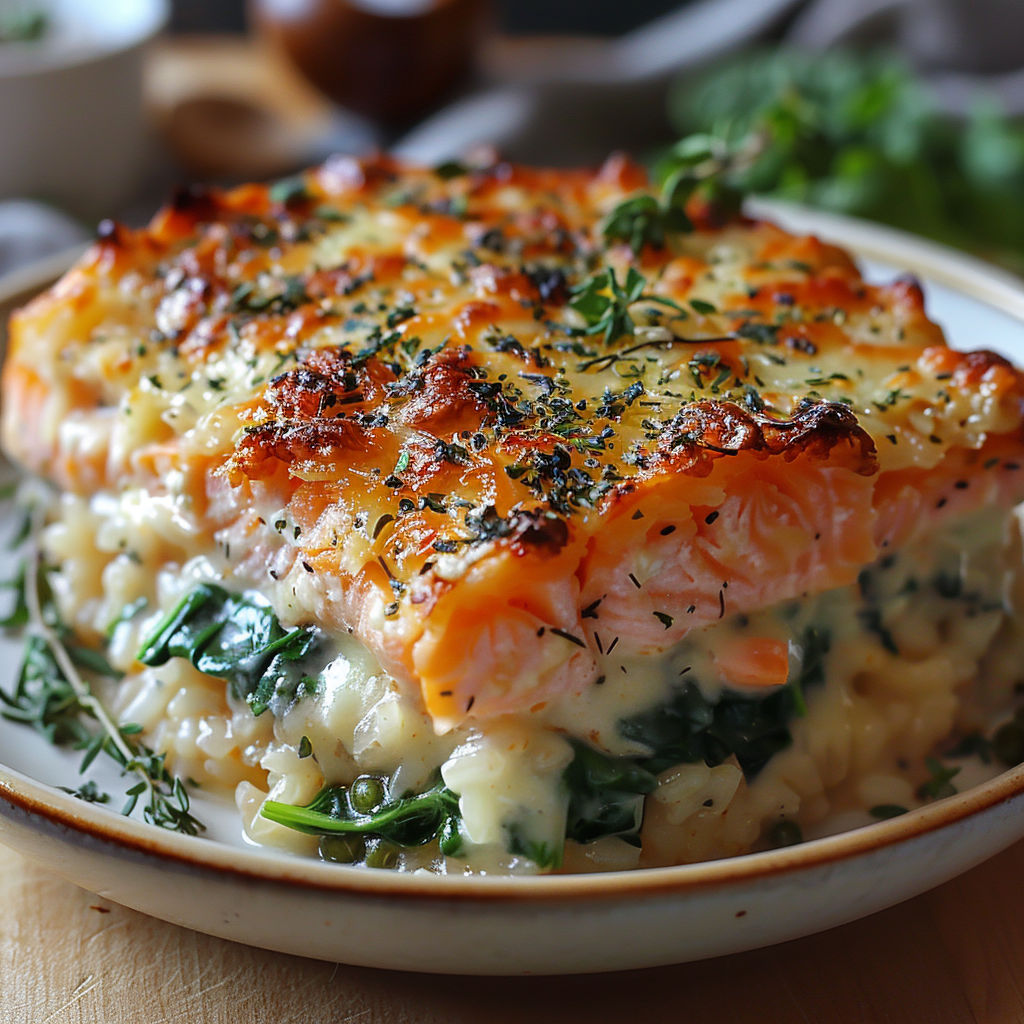 A plate of food with a salmon dish.