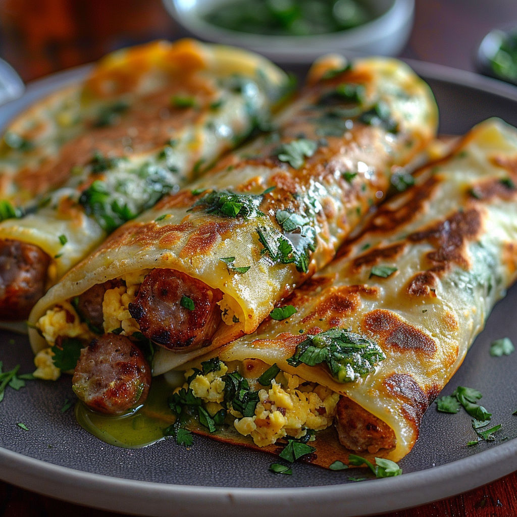 A plate of food with sausage and egg.