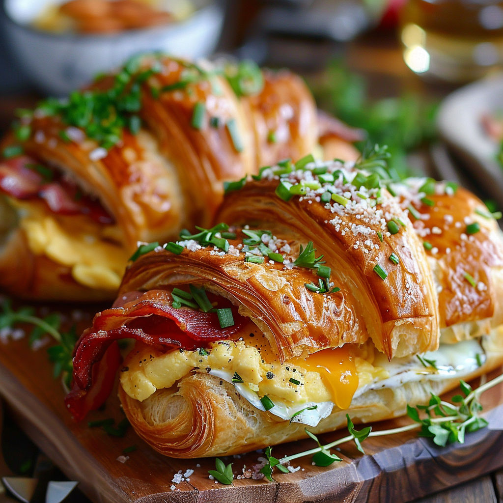 A pastry with bacon and cheese on top.