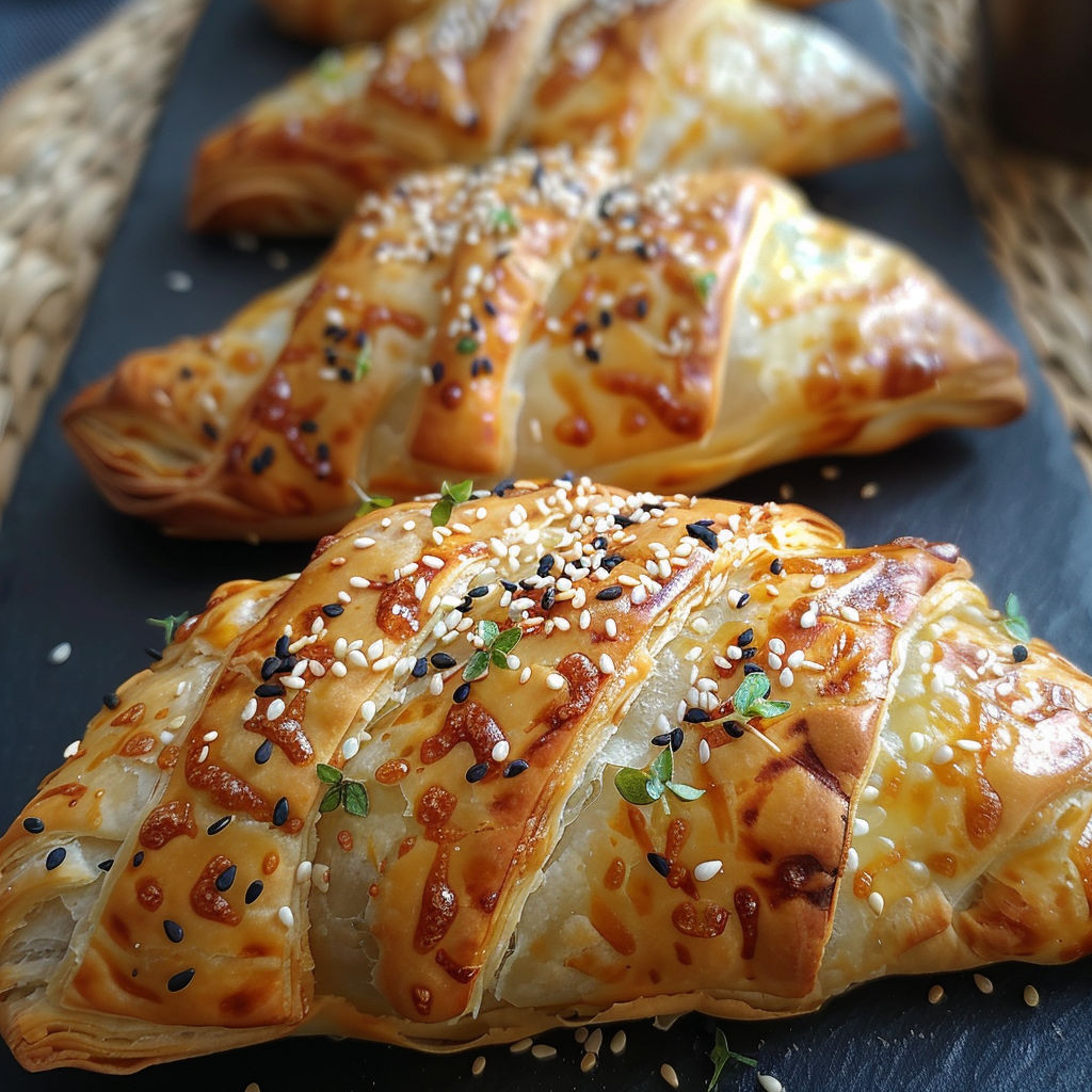 Three pieces of food on a plate.