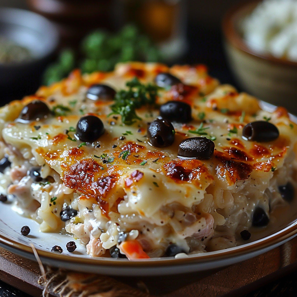 A plate of food with black olives and cheese.