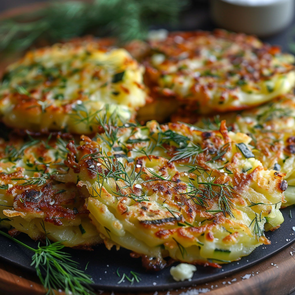 A plate of food with a green vegetable on top.