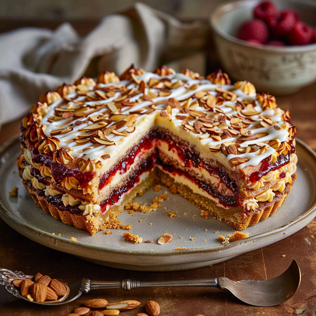 A slice of Tarte Bakewell de Lesley Chesterman cake.
