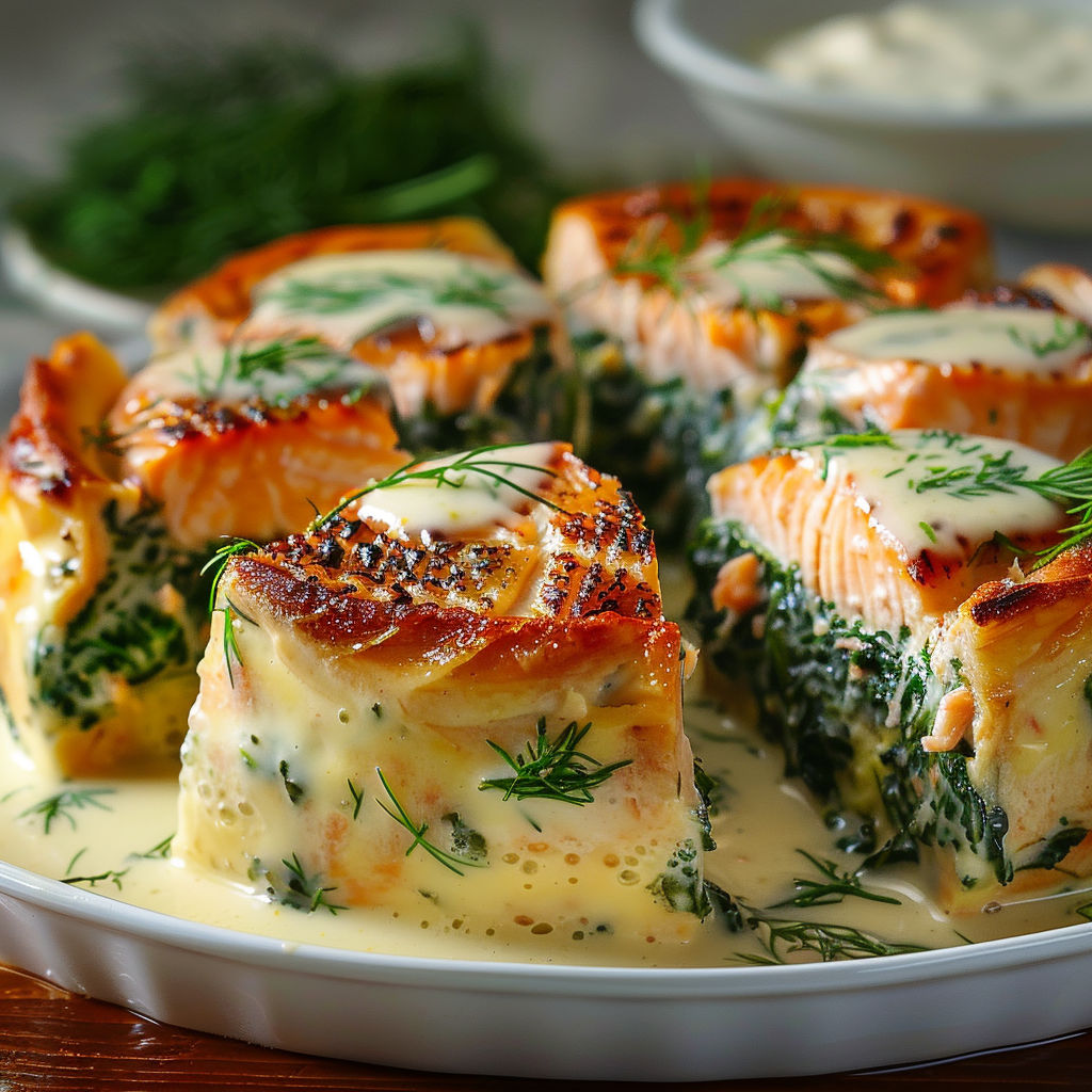 A white plate with fish and greens on it.