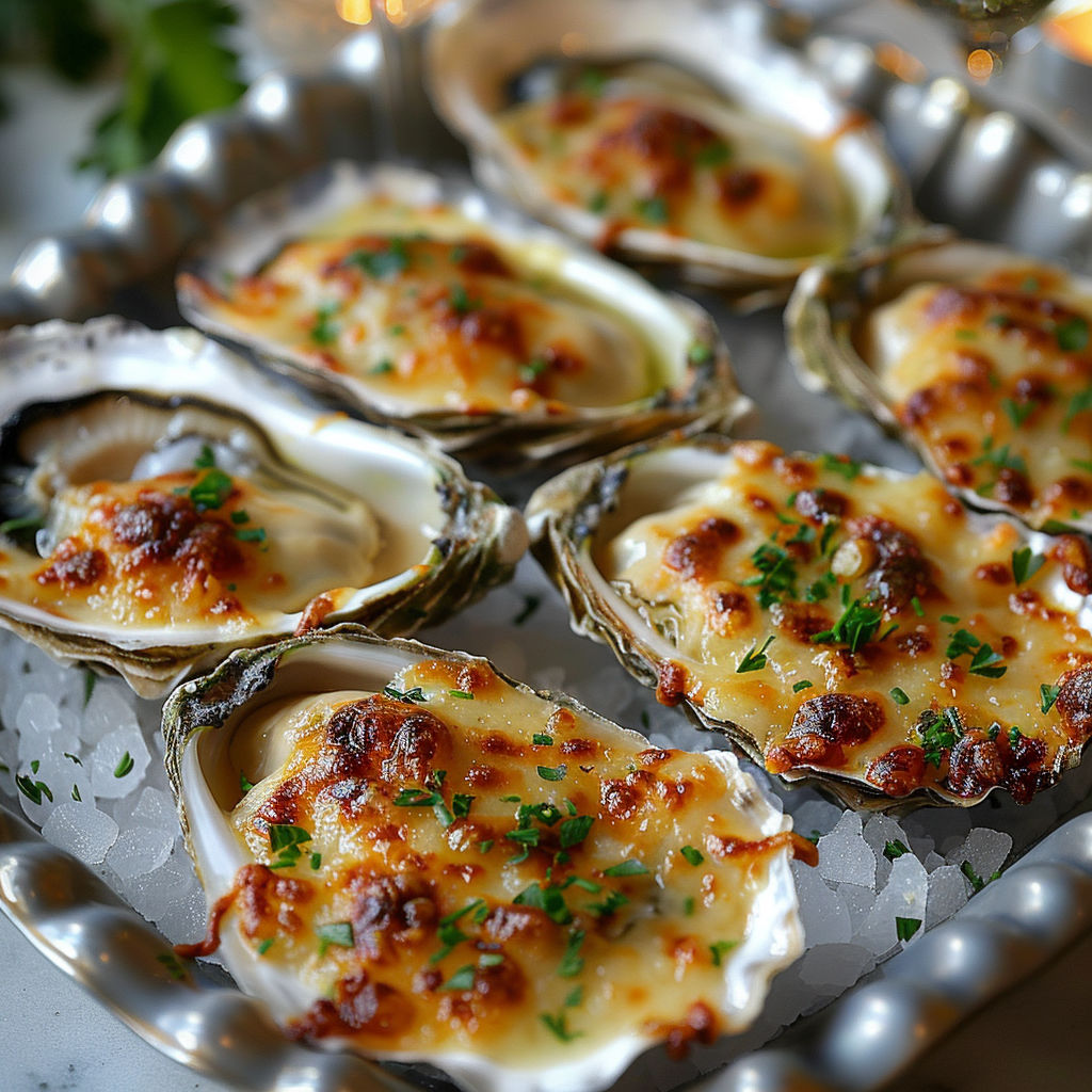 A silver platter with a variety of shellfish.