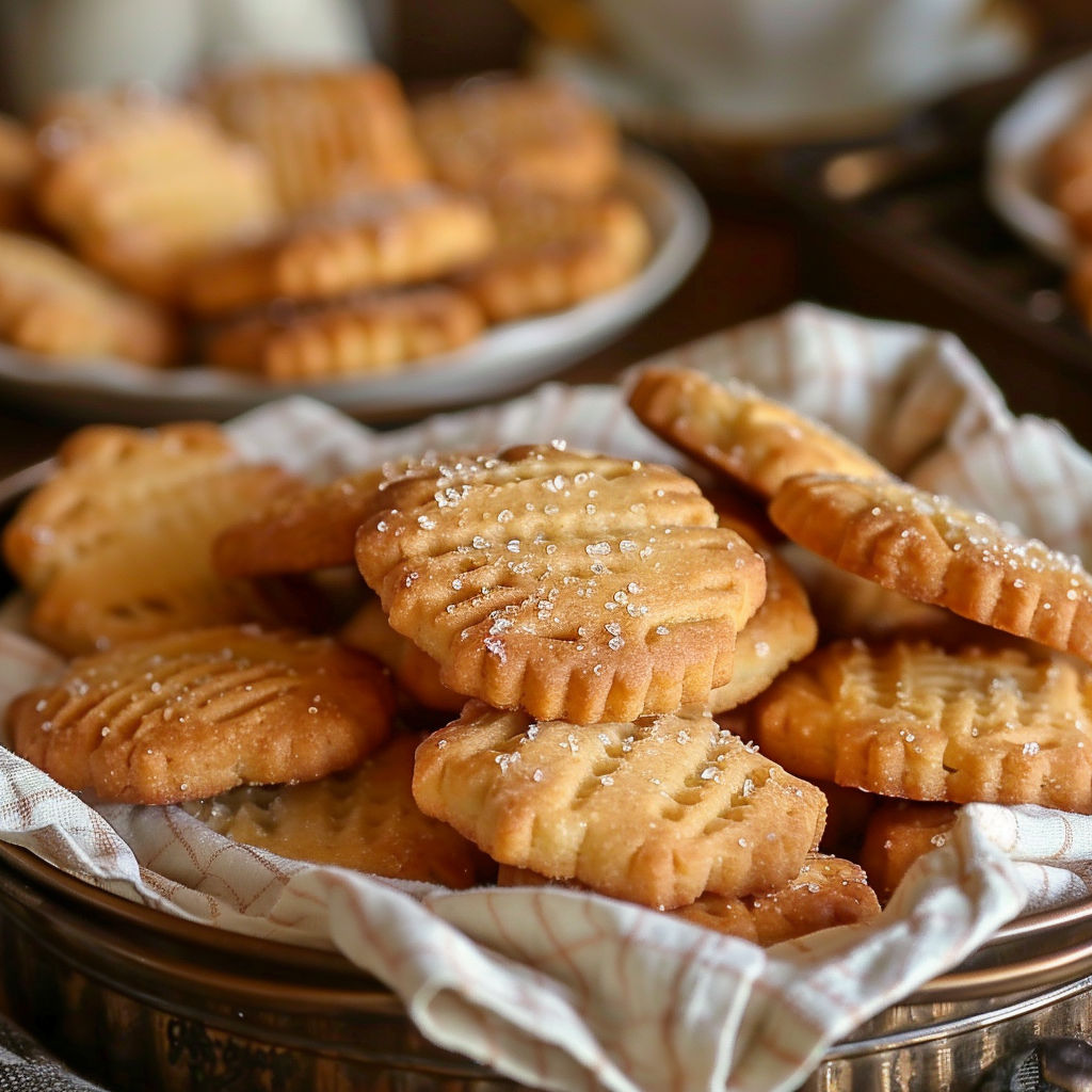 A plate of cookies with sugar on top.