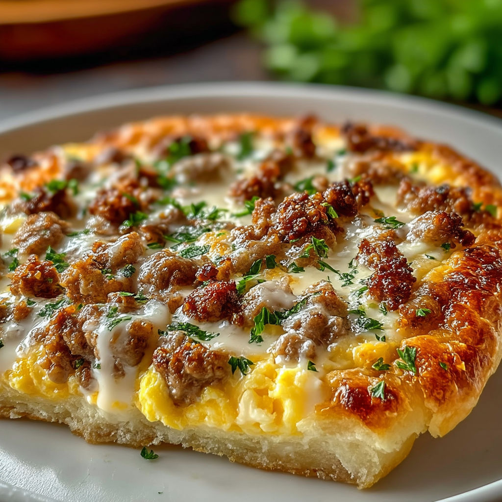 A slice of pizza with meat and cheese.