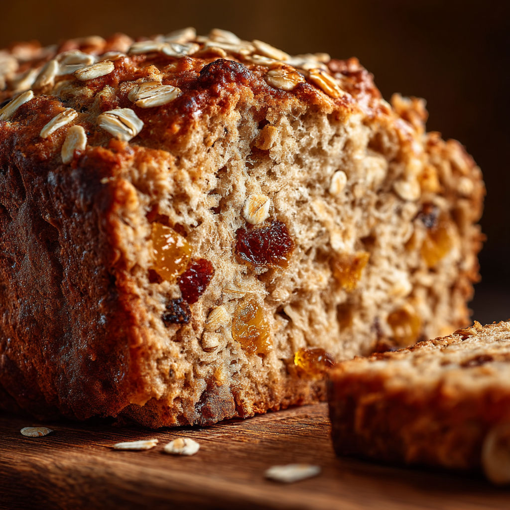 A loaf of bread with raisins and nuts.