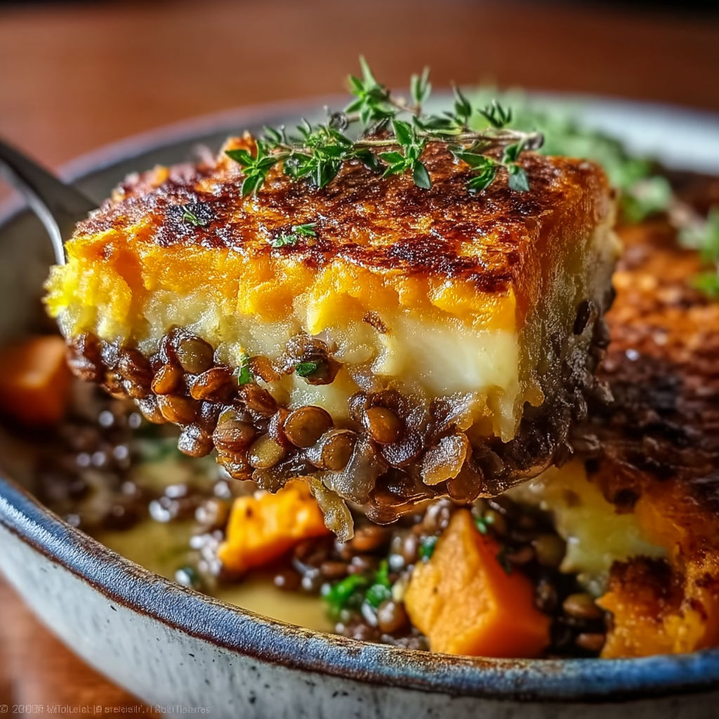 A close up of a piece of food with a fork.