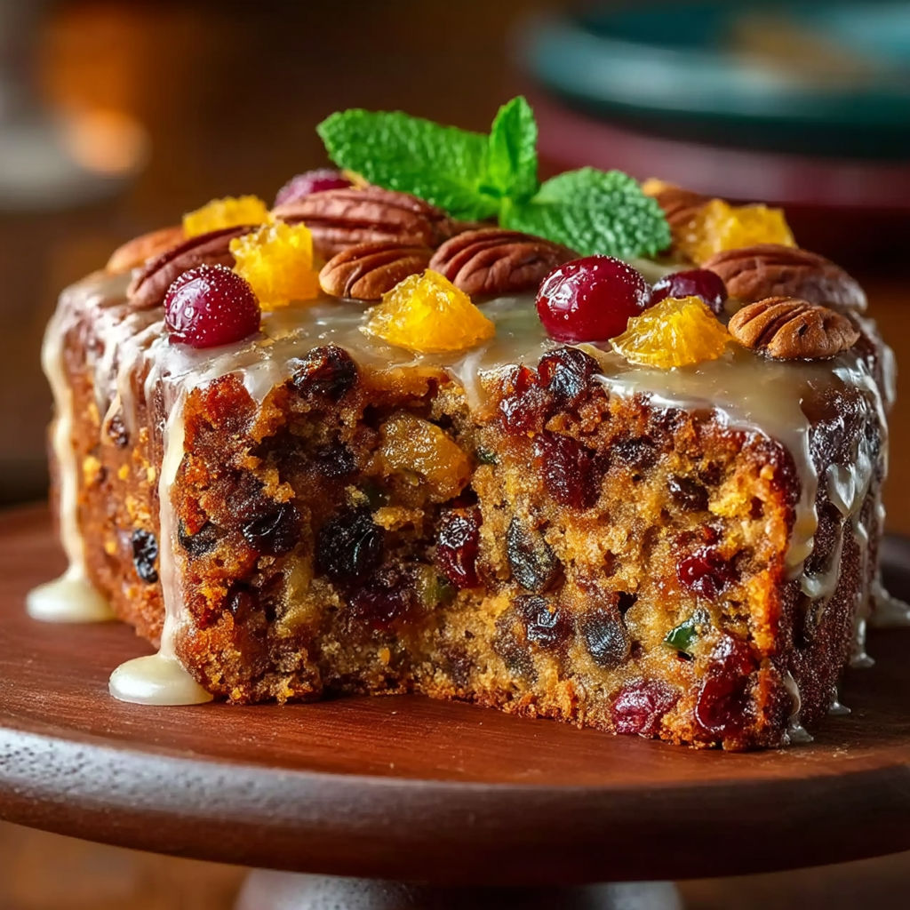 A slice of cake with fruit toppings.