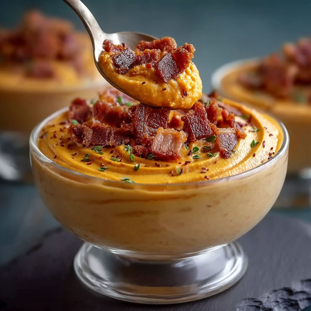 A spoonful of bacon and cheese.