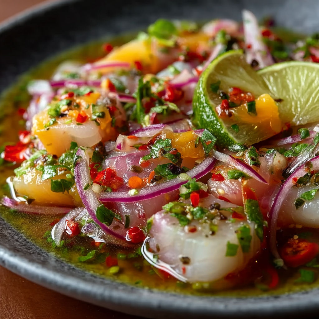 A bowl of food with a lime wedge on top.