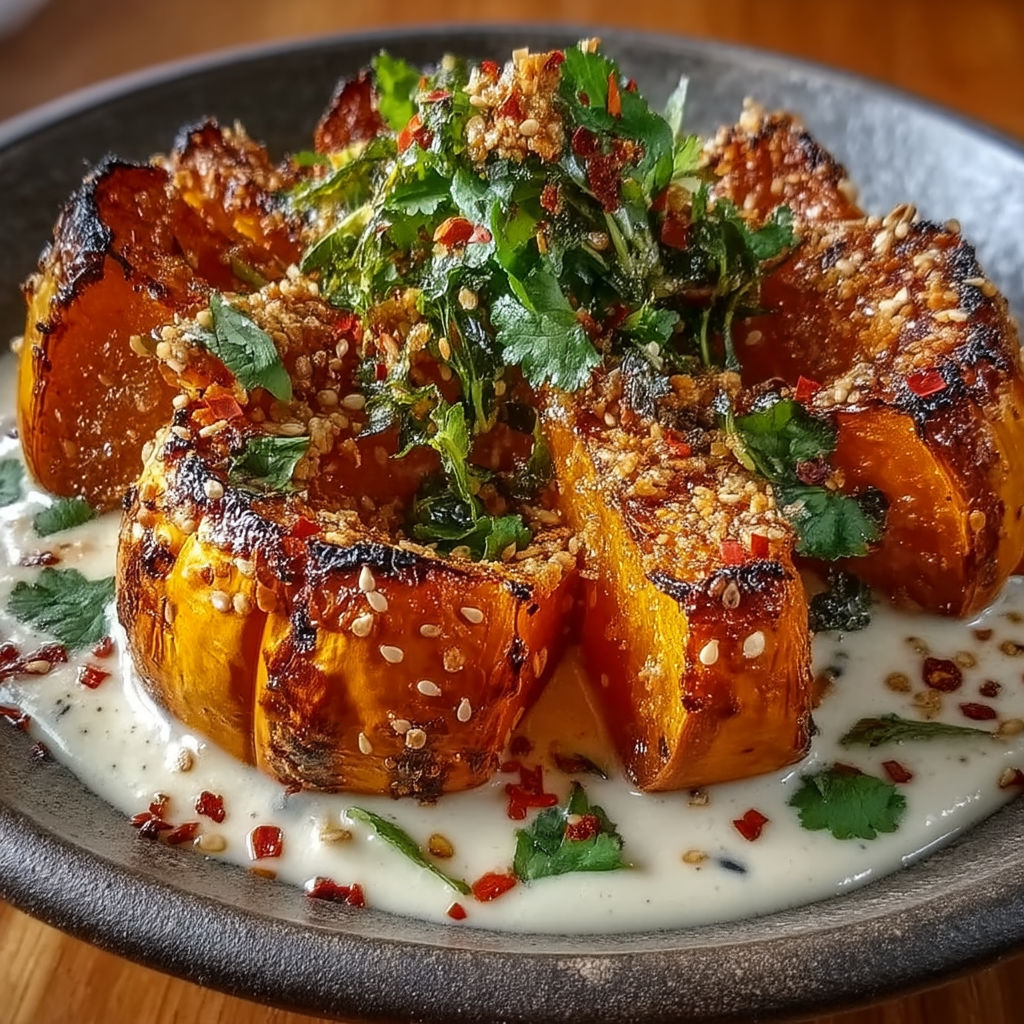 A plate of food with a sauce on top.