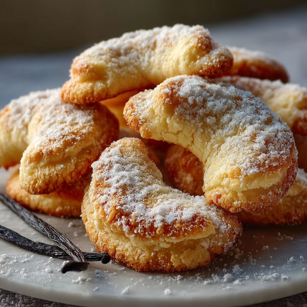 A plate of powdered sugar donuts.
