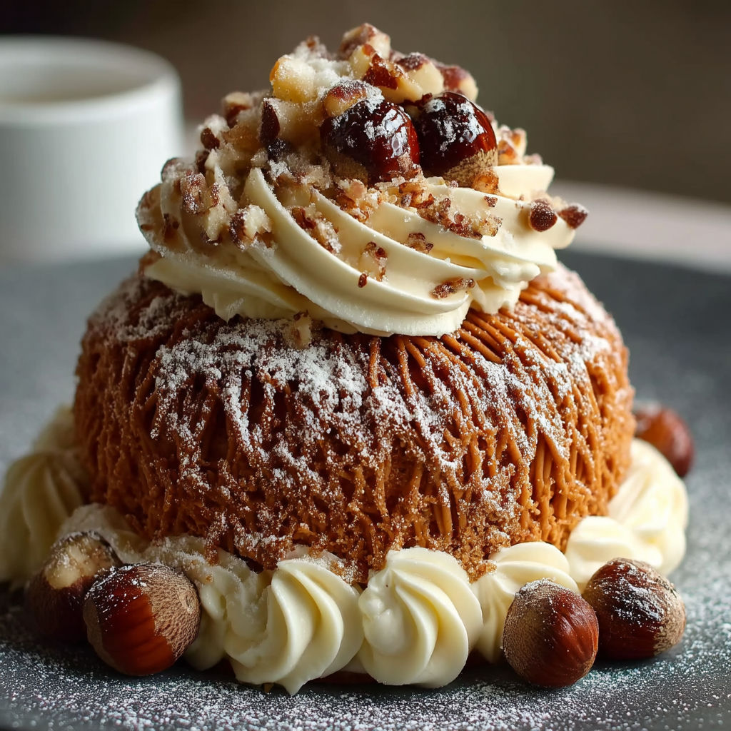 A dessert with a nut topping.