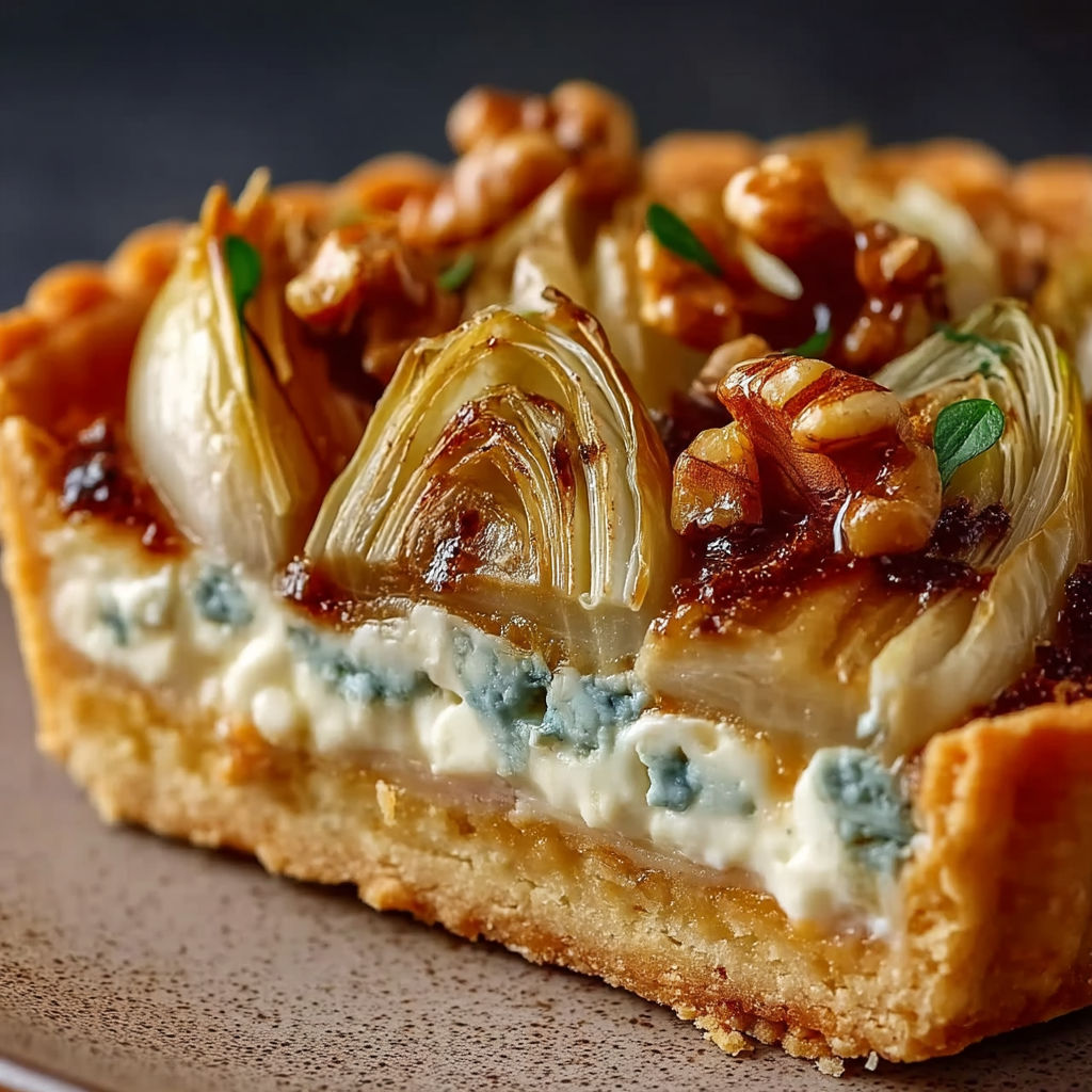 A slice of pie with a nut topping.