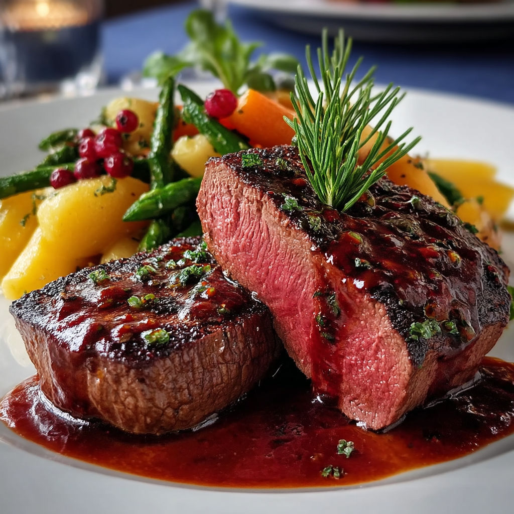 A plate of food with a piece of meat and vegetables.